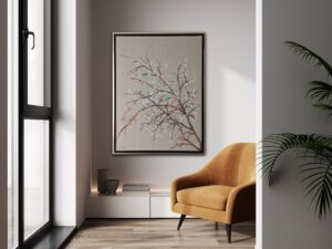 Kansai - Hand Painted Cherry Blossom Branch (Blush) Portrait